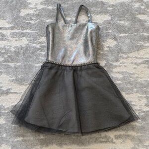 Sparkling Silver and Black Kids Custom Party Dress